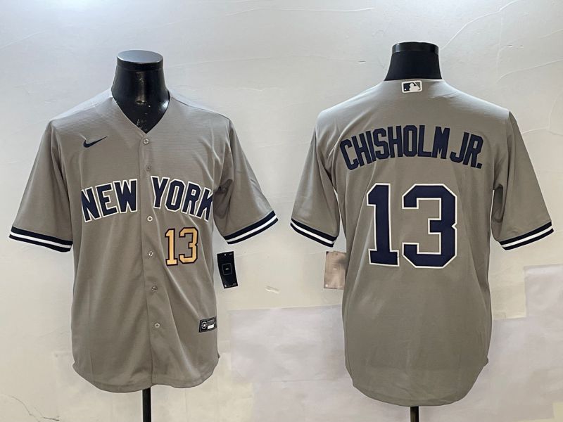 Men New York Yankees #13 Chisholm jr Grey Game 2025 Nike MLB Jersey style 2->new york yankees->MLB Jersey